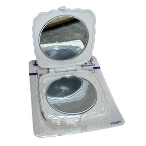 Vintage Goody Purse Mirror White Compact Double Sided New Old Stock 90s‎